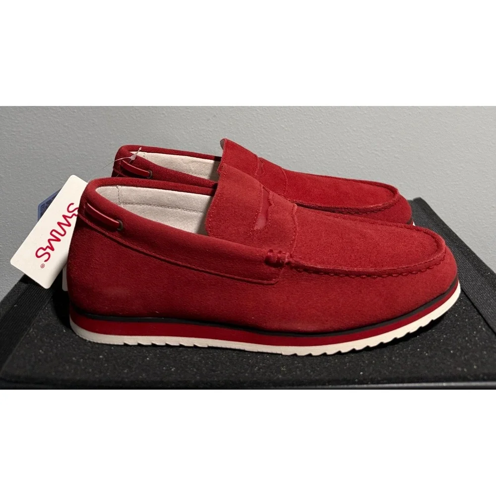 SWIMS Kristin Red Penny Loafers Slip On Moccasins Boat/Deck Shoes Mens 6.5 NEW